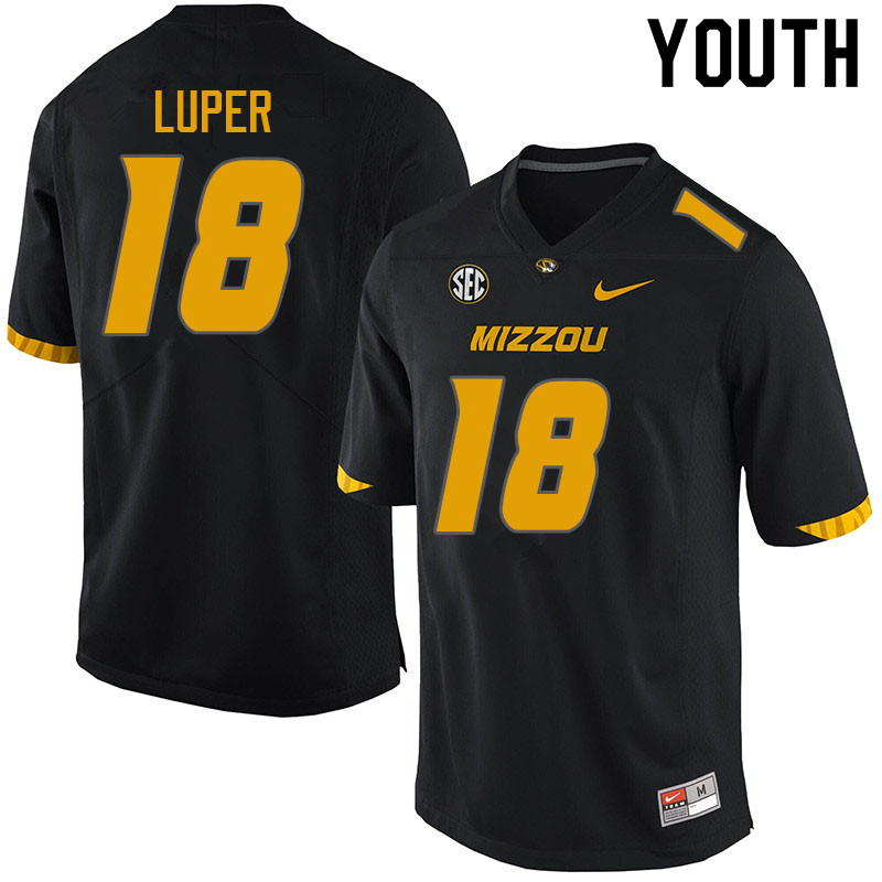 Youth #18 Chance Luper Missouri Tigers College Football Jerseys Sale-Black